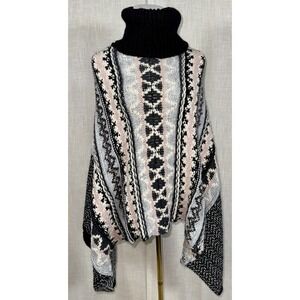 Cocogio Alpaca Wool Italian Made Cowl Neck‎ Poncho Sweater Women's One Size